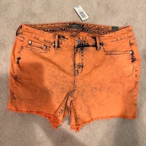 Torrid Orange Acid Wash Shorts
